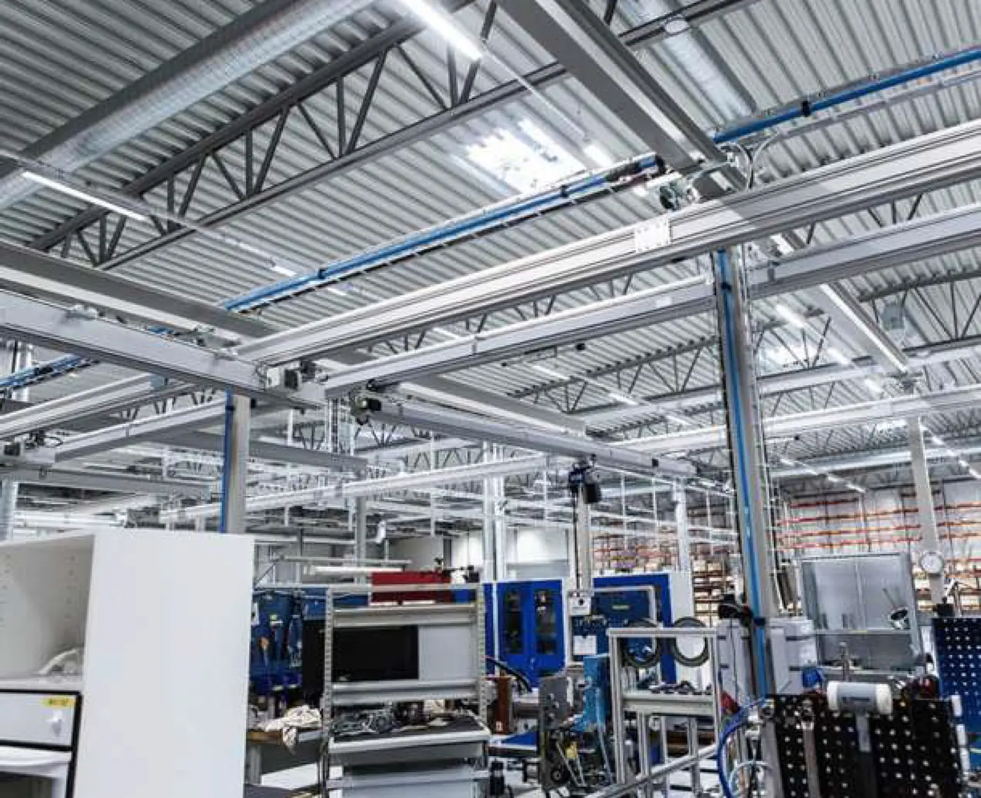 Steel-supported piping and RO system equipment inside the Yassat Island plant